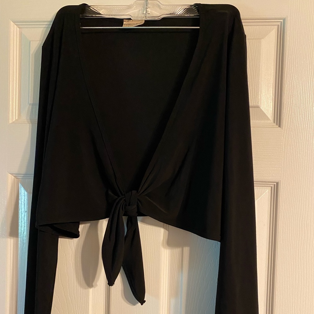 One Size Long Sleeve Black Stretchy Bolero
